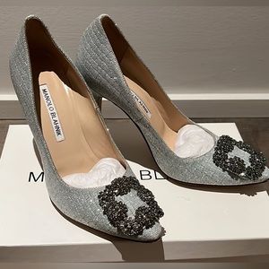 Manolo Blahnik Hangisi Glitter Pump IT 36.5